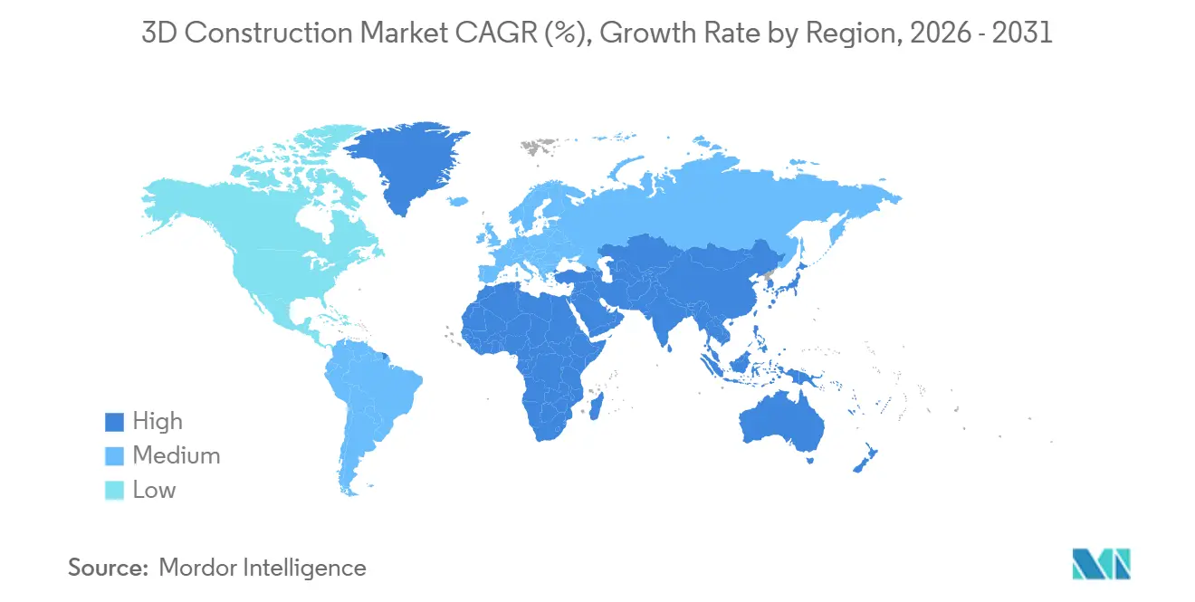 3D Construction Market Growth Rate by Region