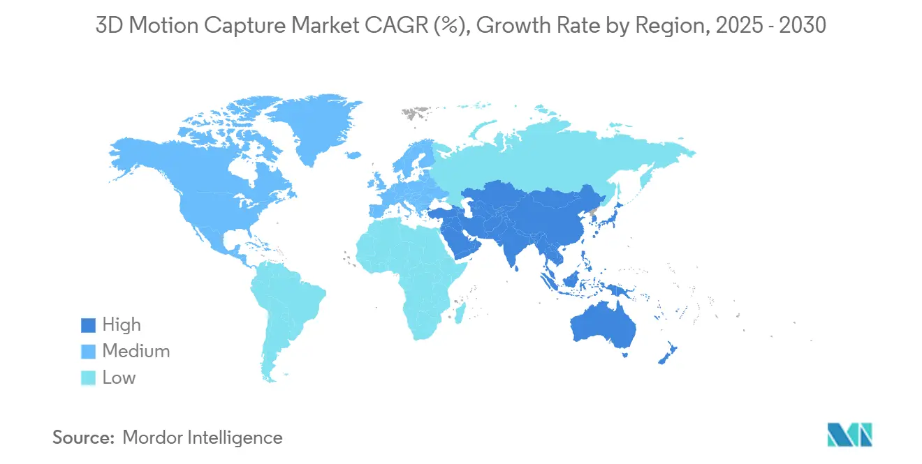 3D Motion Capture Market CAGR (%), Growth Rate by Region