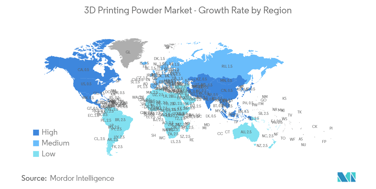 3D Printing Powder Market - Growth Rate by Region