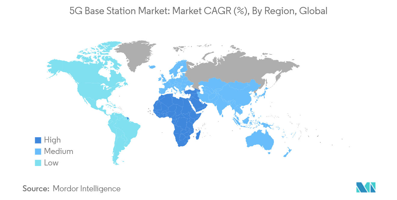 5G Base Station Market: Market CAGR (%), By Region, Global