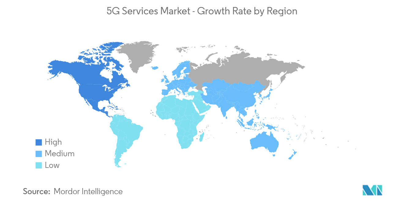 Mercado de serviços 5G – Taxa de crescimento por região