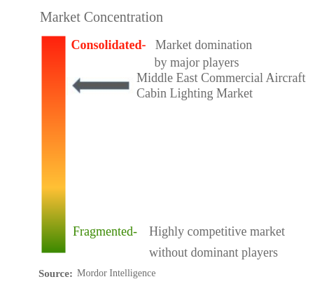 中東の民間航空機の客室照明市場集中度