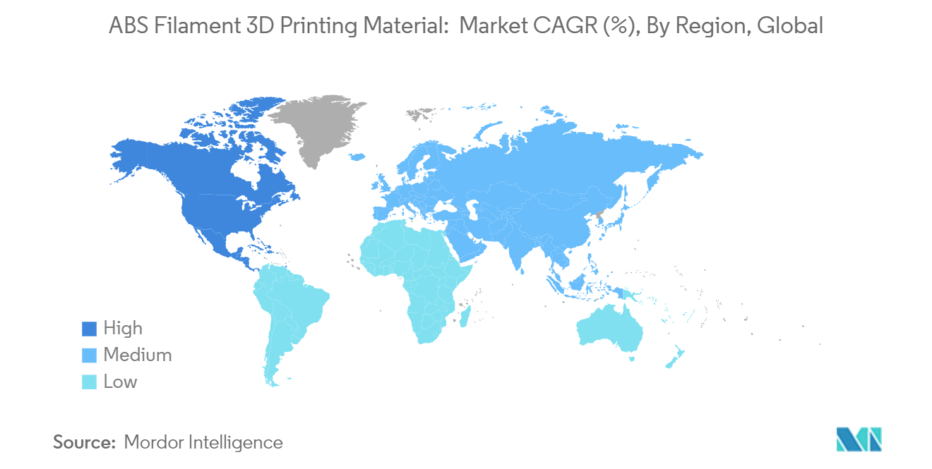 ABS Filament 3D Printing Material Market: ABS Filament 3D Printing Material:  Market CAGR (%), By Region, Global