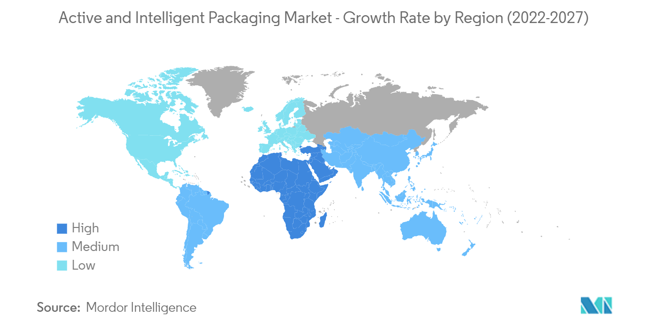 Active and Intelligent Packaging Market - Growth Rate by Region (2022 - 2027)