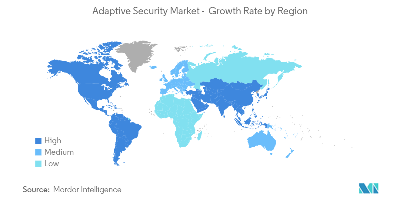 سوق الأمن التكيفي - معدل النمو حسب المنطقة
