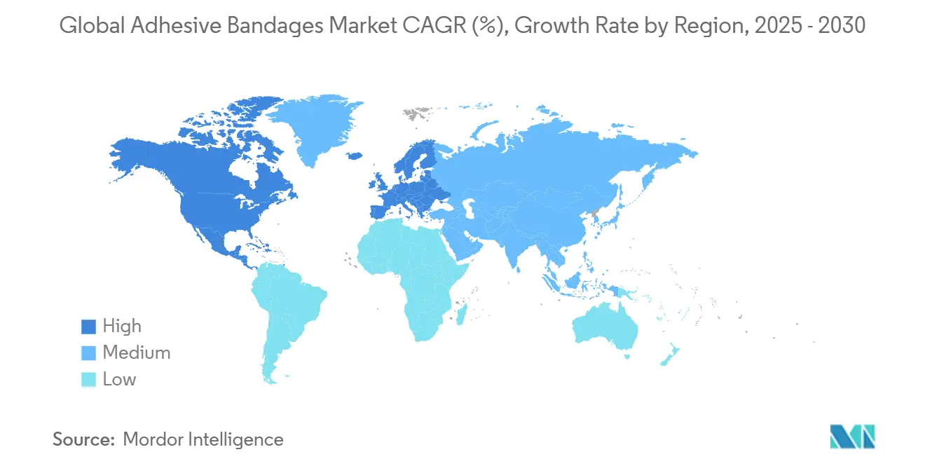 Global Adhesive Bandages Market CAGR (%), Growth Rate by Region