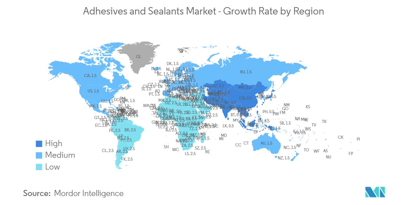 Adhesives and Sealants Market - Growth Rate by Region