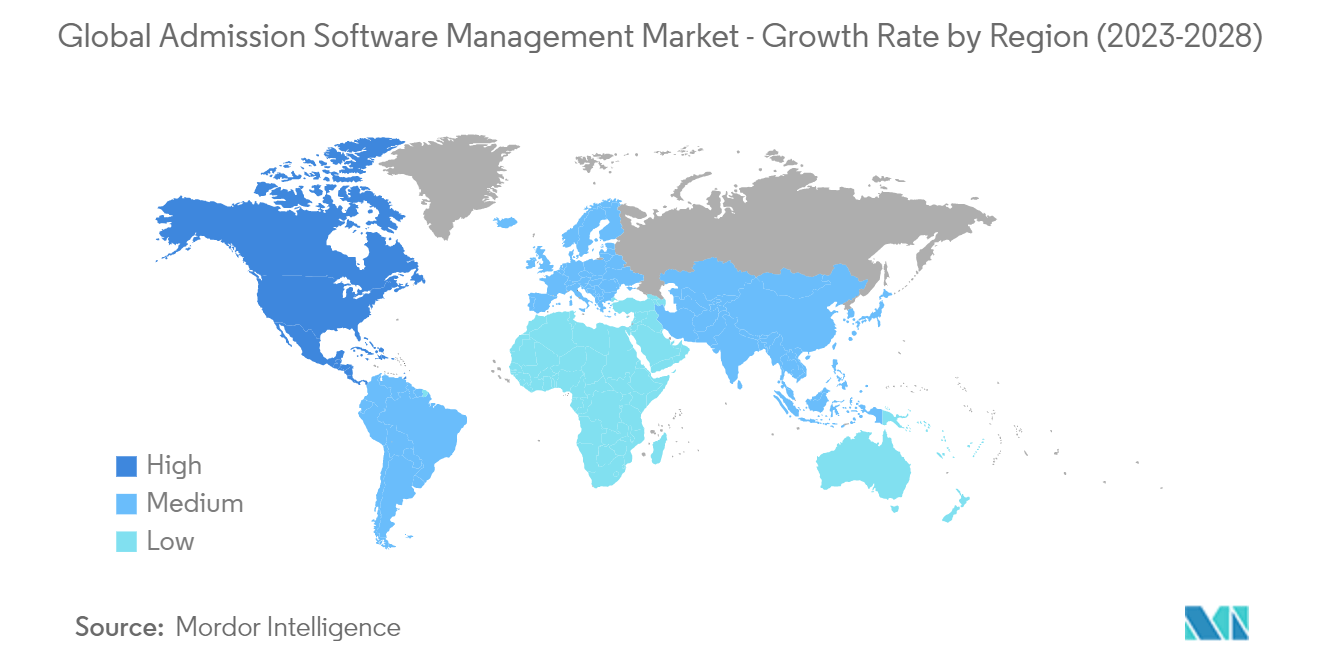 入試管理ソフトウェア市場 - 世界の入試管理ソフトウェア市場 - 地域別成長率（2023年～2028年）
