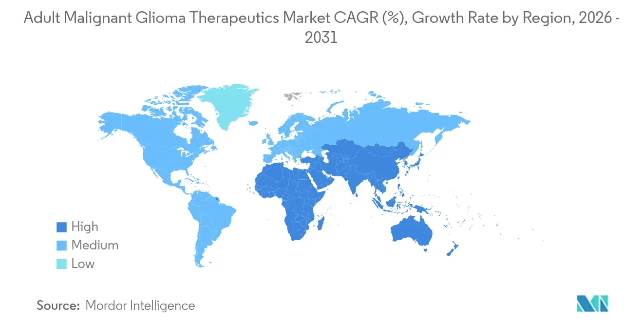 Adult Malignant Glioma Therapeutics Market CAGR (%), Growth Rate by Region