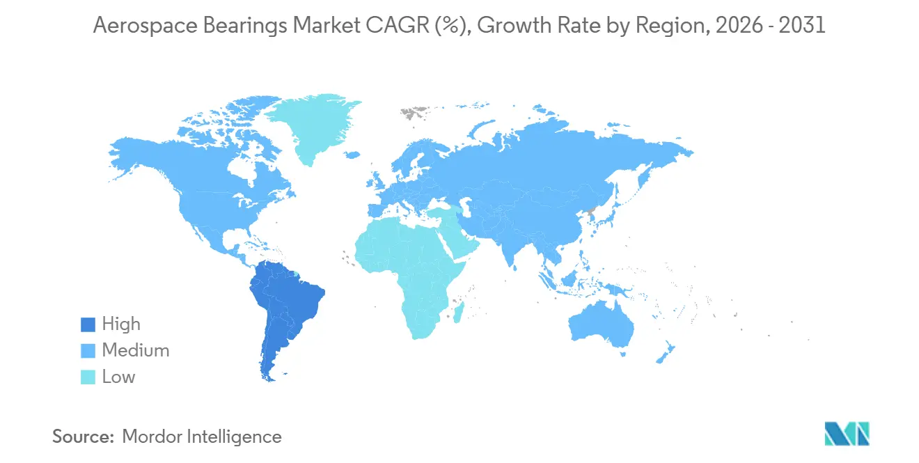 航空宇宙ベアリング市場の年平均成長率(CAGR)(%)、地域別成長率