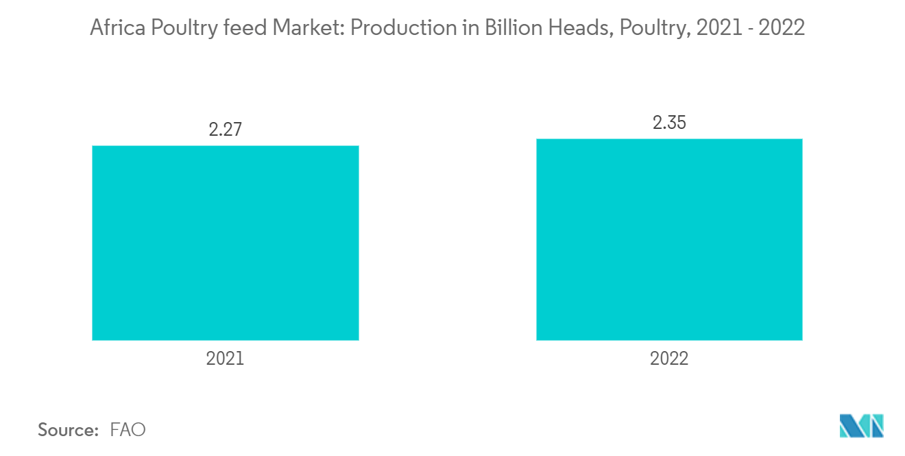 Africa Poultry feed Market: Production in Billion Heads, Poultry, 2021 - 2022