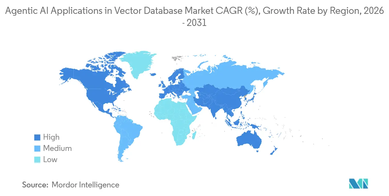 Agentic AI Applications in Vector Database Market CAGR (%), Growth Rate by Region