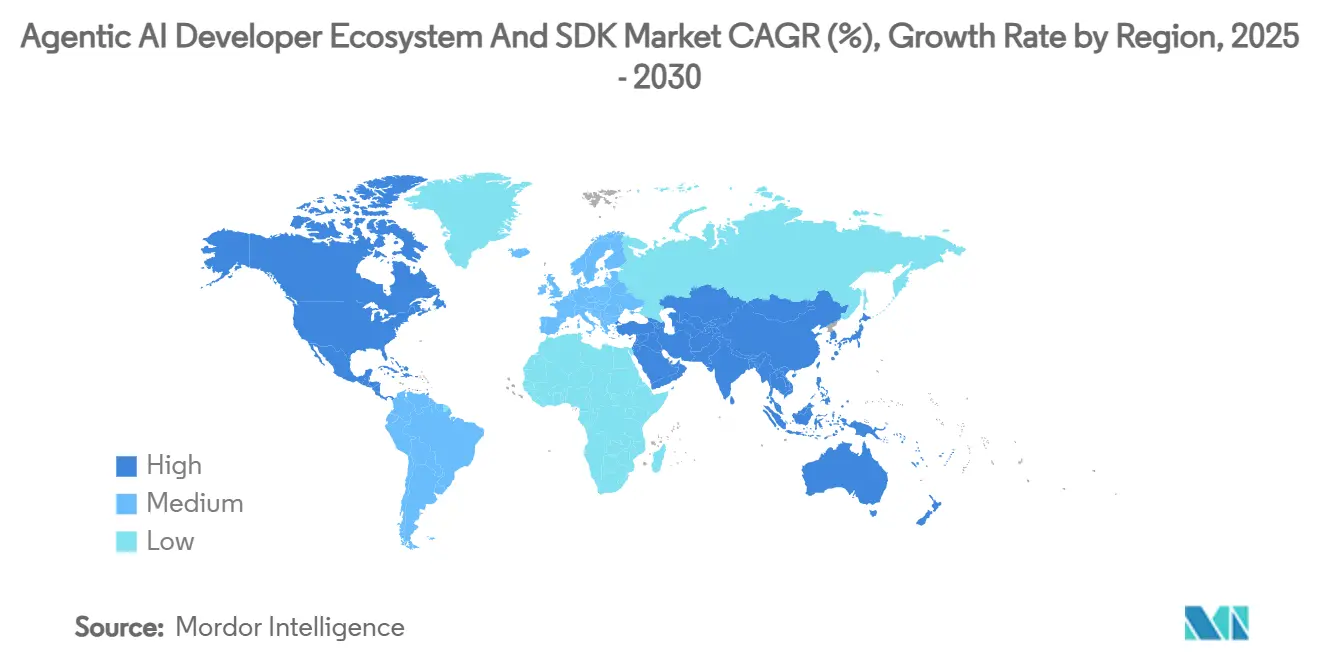Agentic AI 개발자 생태계 및 SDK 메이저 바카라사이트 주사위 CAGR(%), 지역별 성장률