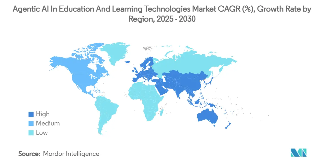 에볼루션 바카라 및 학습 기술 시장의 에이전트 AI CAGR(%), 지역별 성장률
