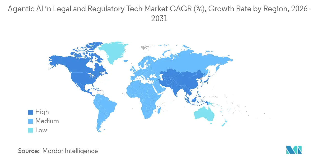 Agentic AI in Legal and Regulatory Tech Market CAGR (%), Growth Rate by Region