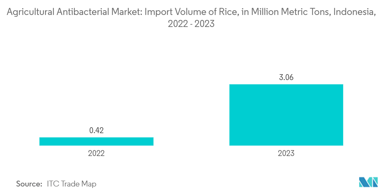 Agricultural Antibacterials Market: Agricultural Antibacterial Market: Import Volume of Rice, in Million Metric Tons, Indonesia