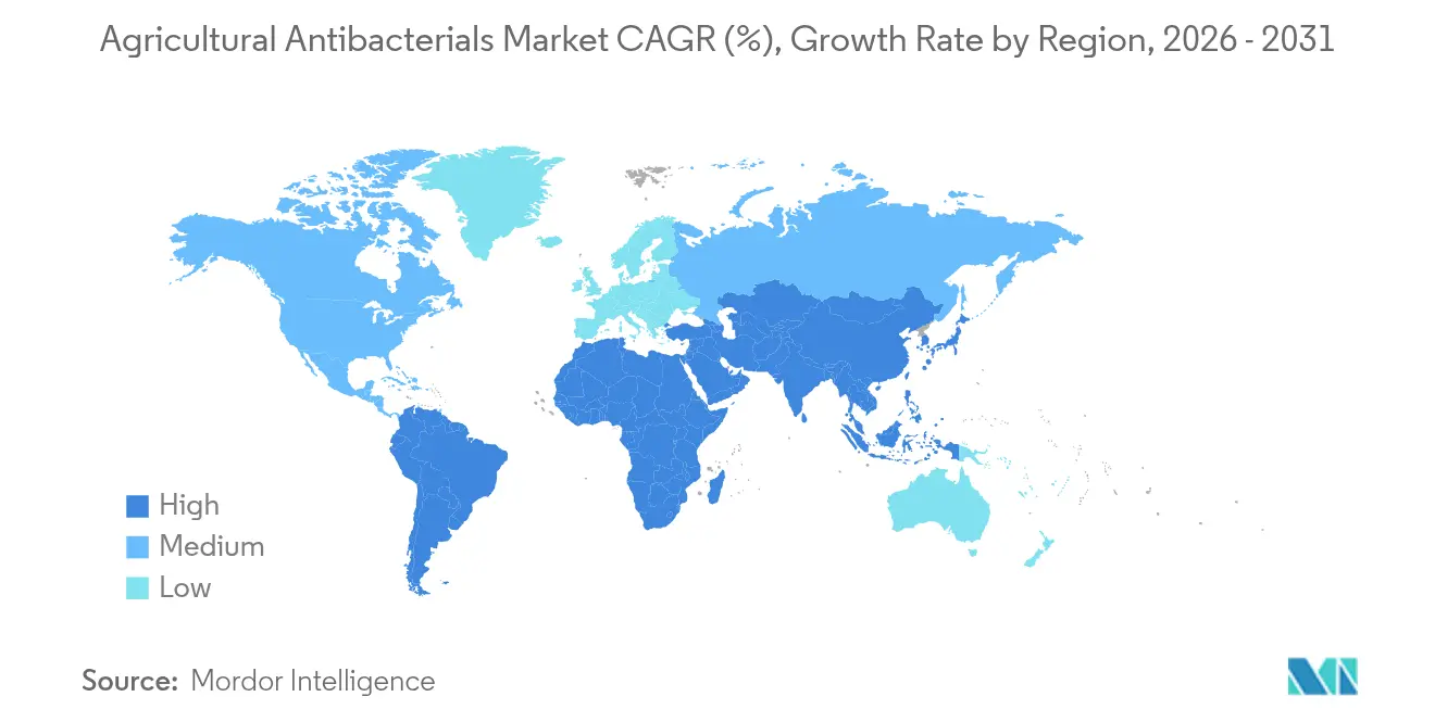 Market Analysis of Agricultural Antibacterial Market: Forecasted Growth Rate by Region