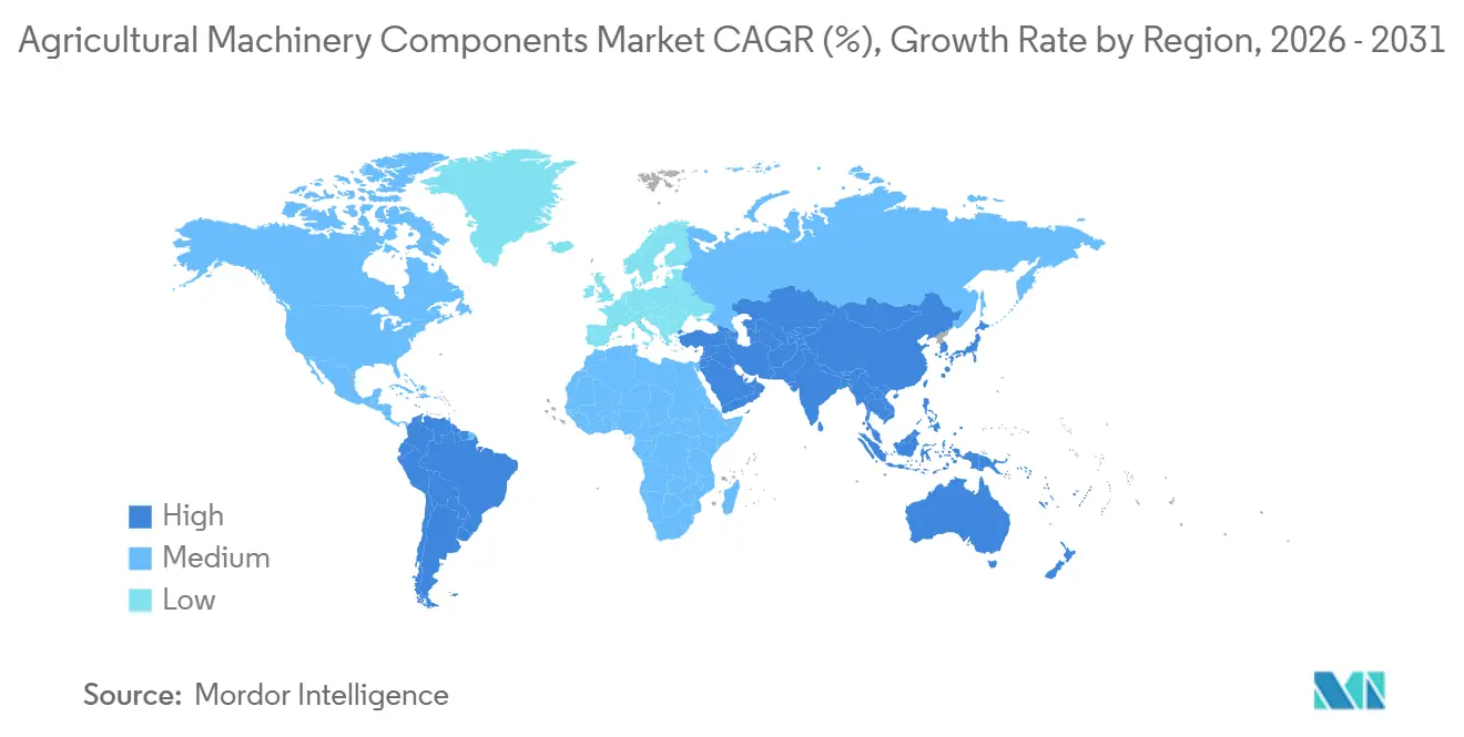 Agricultural Machinery Components Market CAGR (%), Growth Rate by Region
