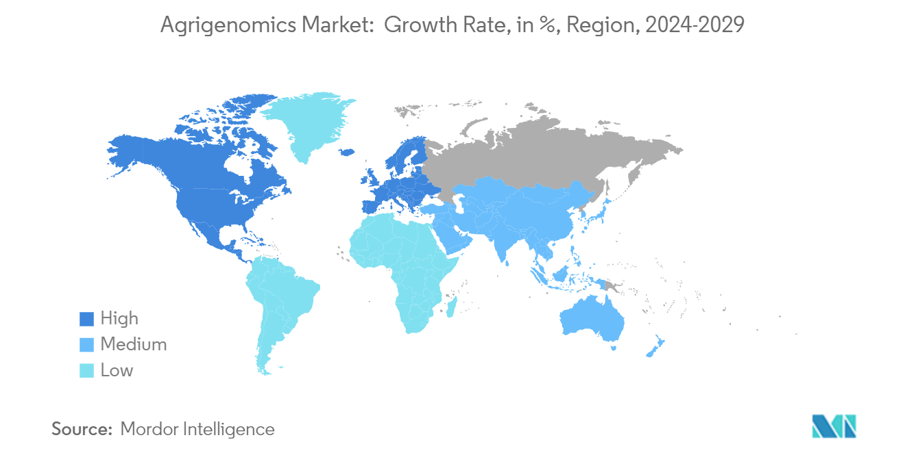 アグリゲノミクス市場： 成長率（％）、地域別、2024-2029年