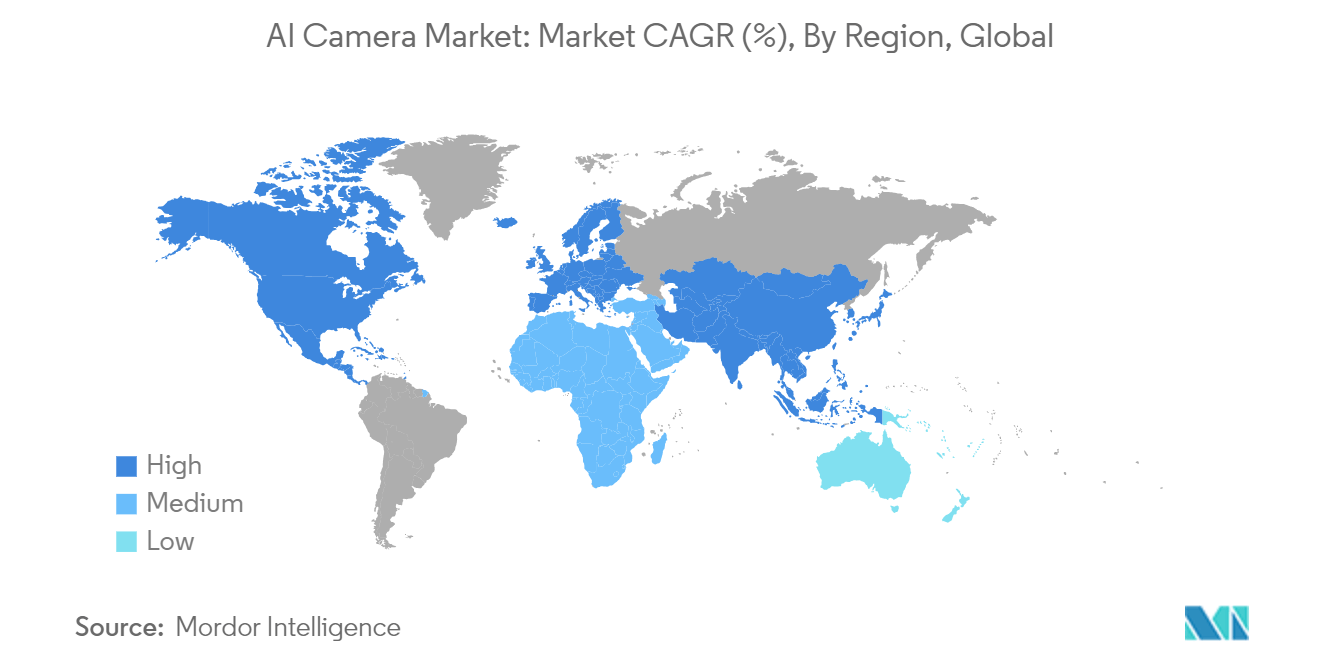 : AI Camera Market: Market CAGR (%), By Region, Global