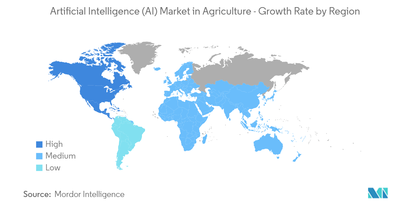 Рынок искусственного интеллекта в сельском хозяйстве рынок искусственного интеллекта (ИИ) в сельском хозяйстве - темпы роста по регионам