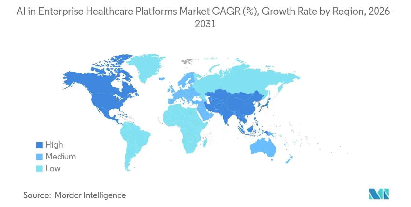 AI in Enterprise Healthcare Platforms Market CAGR (%), Growth Rate by Region