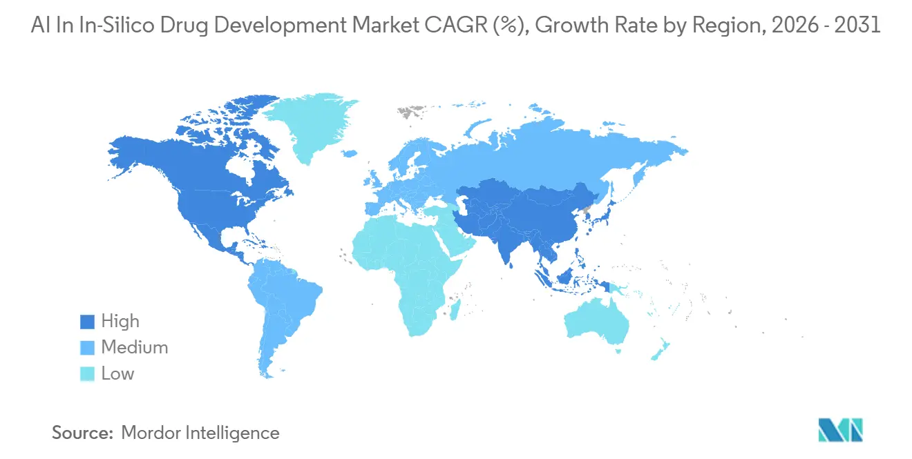 AI In In-Silico Drug Development Market CAGR (%), Growth Rate by Region