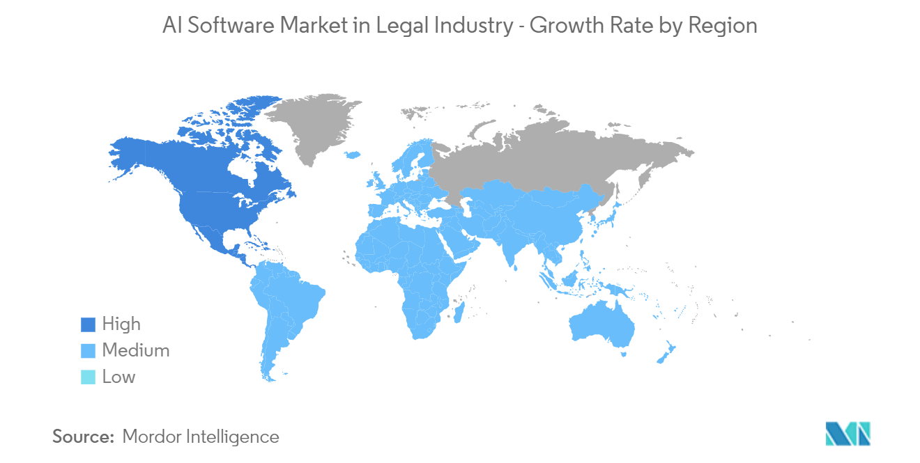 Mercado de software de IA na indústria jurídica – Taxa de crescimento por região