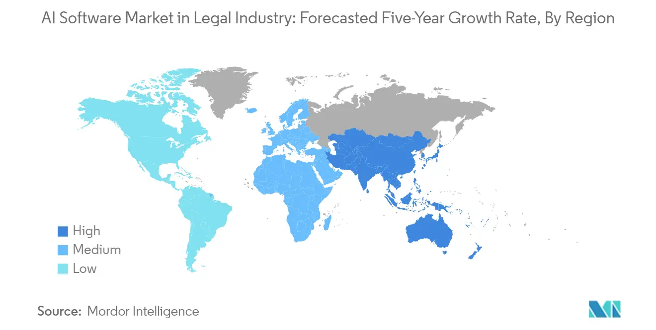 Market Analysis of AI Software Market In Legal Industry: Forecasted Growth Rate by Region