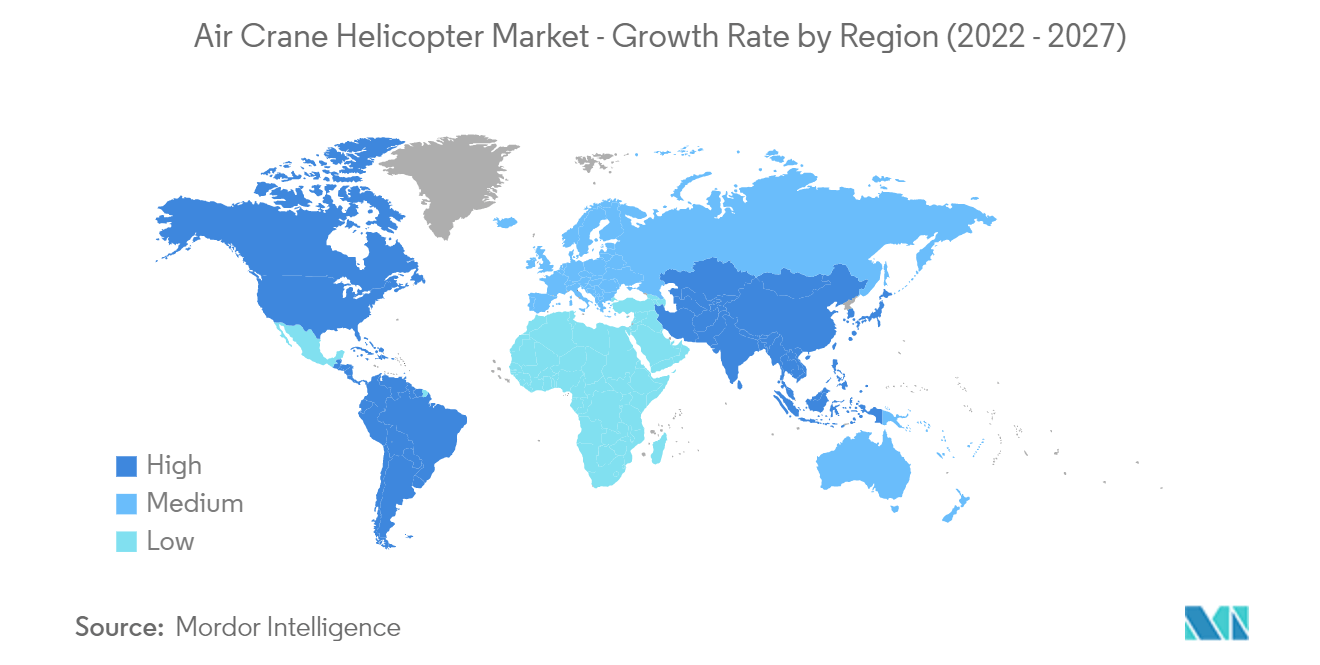 Air Crane Helicopter Market - Growth Rate by Region (2022 - 2027)