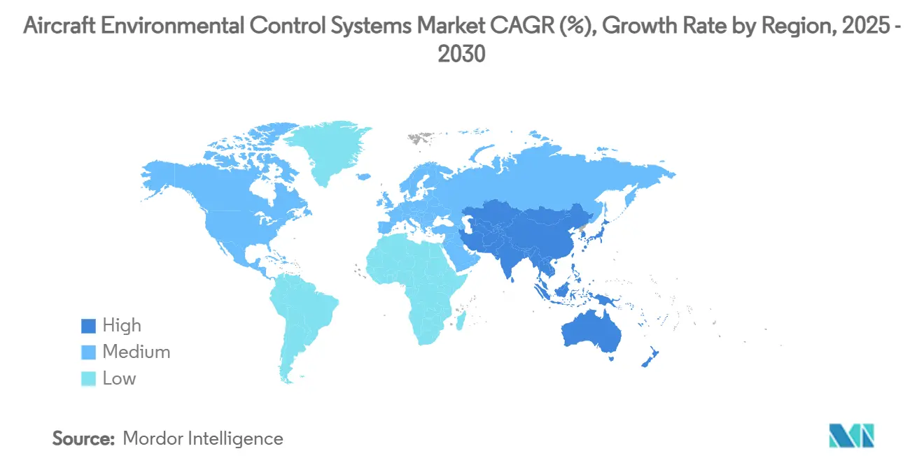 Aircraft Environmental Control Systems Market CAGR (%), Growth Rate by Region