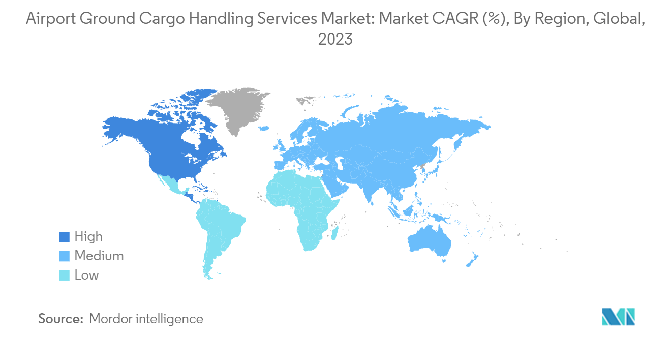 Airport Ground & Cargo Handling Services Market: Market CAGR (%), By Region, Global, 2023