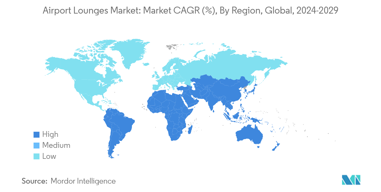 Airport Lounges Market: Market CAGR (%), By Region, Global, 2024-2029​