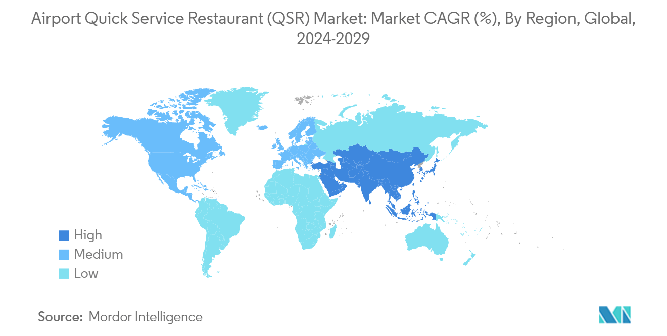 Airport Quick Service Restaurant (QSR) Market:  Market CAGR (%), By Region, Global, 2024-2029​