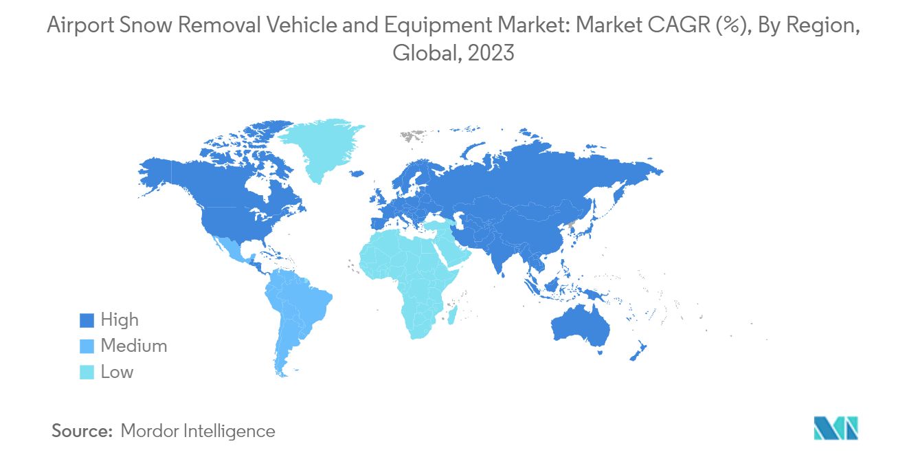 공항 제설 차량 및 장비 시장: 공항 제설 차량 및 장비 시장: 시장 CAGR(%), 지역별, 글로벌, 2023