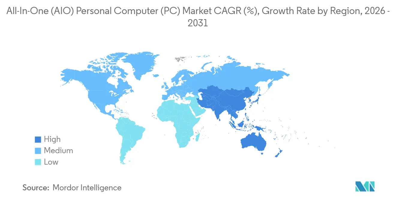 All-In-One (AIO) Personal Computer (PC) Market CAGR (%), Growth Rate by Region