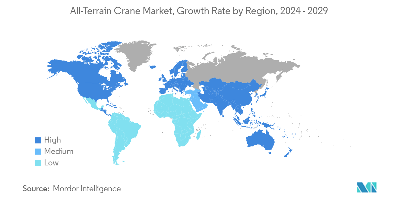 All-Terrain Crane Market: All-Terrain Crane Market, Growth Rate by Region, 2024 - 2029