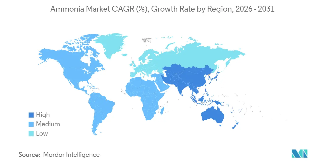 Ammonia Market CAGR (%), Growth Rate by Region