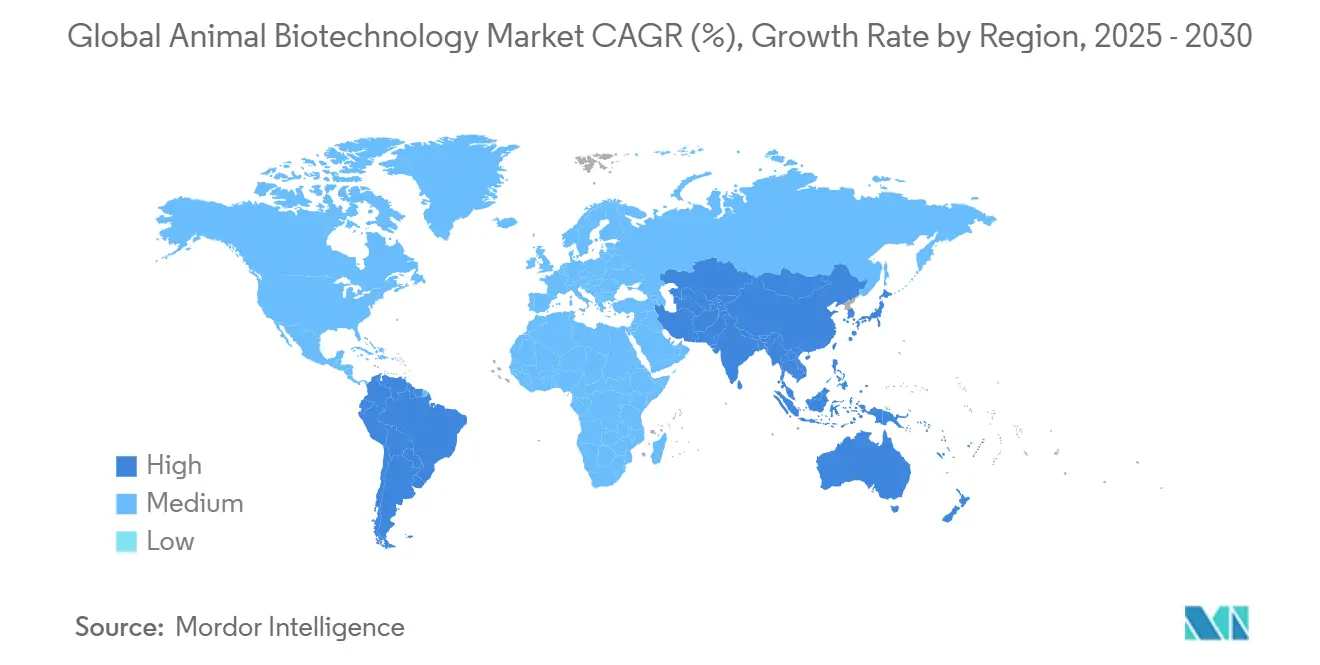 글로벌 라이브 바카라 생명공학 시장 CAGR(%), 지역별 성장률