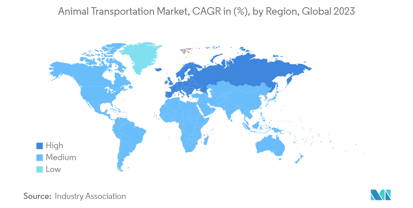 Animal Transportation Market, CAGR in (%), by Region, Global 2023