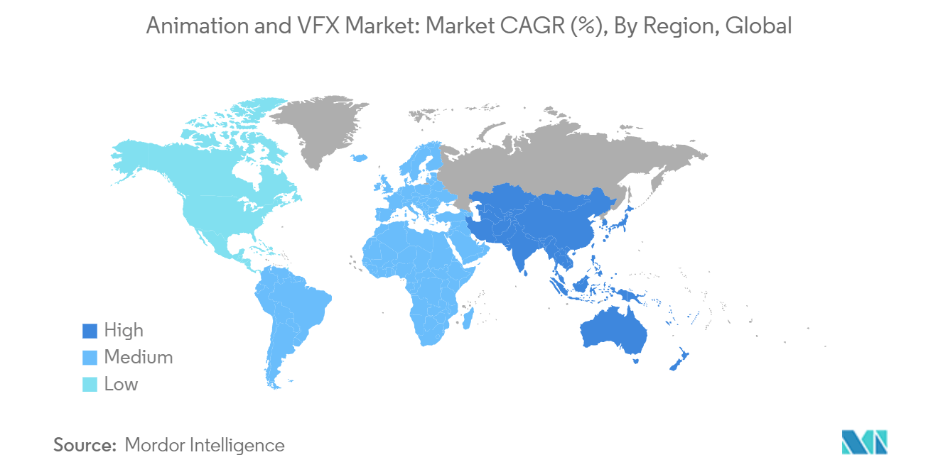 Animation and VFX Market: Market CAGR (%), By Region, Global