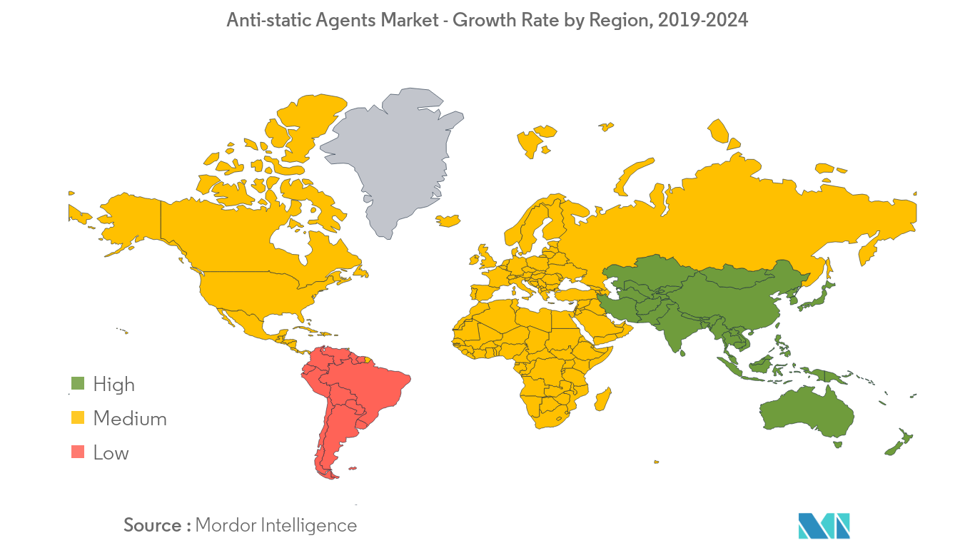 Marché des agents antistatiques – Taux de croissance par région, 2019-2024