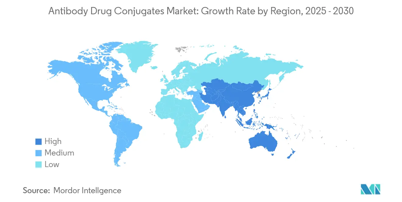 Market analysis of Antibody Drug Conjugates Market: Chart on forecasted growth rate by region