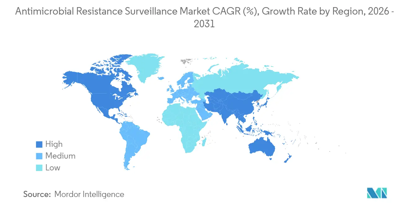 Antimicrobial Resistance Surveillance Market CAGR (%), Growth Rate by Region