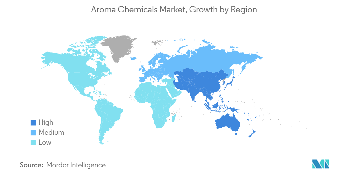 Mercado de productos químicos aromáticos, crecimiento por región