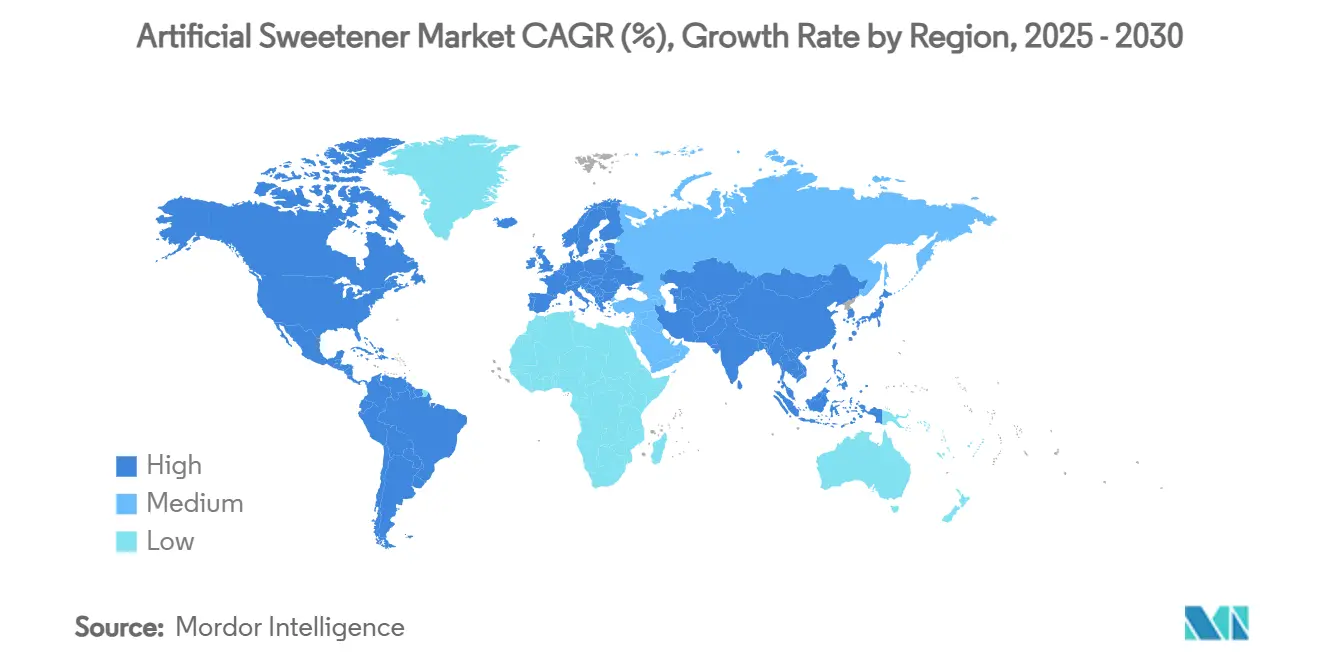 Artificial Sweetener Market CAGR (%), Growth Rate by Region