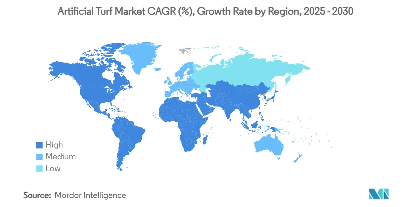 인조잔디 해외 바카라 사이트 CAGR(%), 지역별 성장률