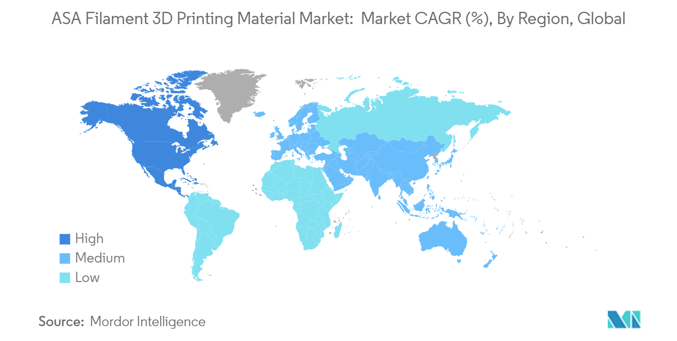 ASA Filament 3D Printing Material Market:  Market CAGR (%), By Region, Global