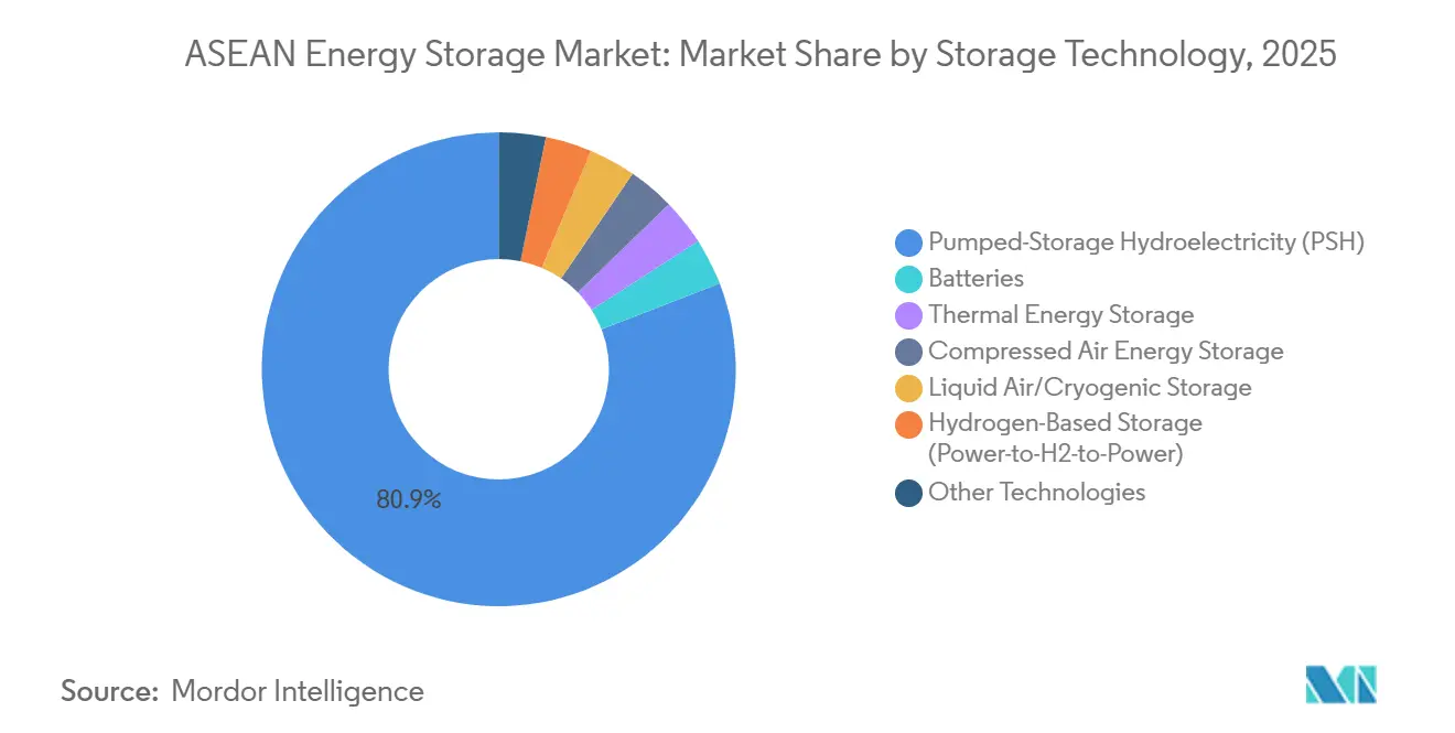 Mercado de Almacenamiento de Energía de la ASEAN: Cuota de Mercado por Tecnología de Almacenamiento