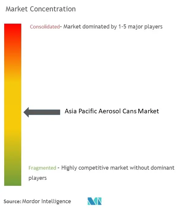 アジア太平洋地域のエアゾール缶市場の集中度